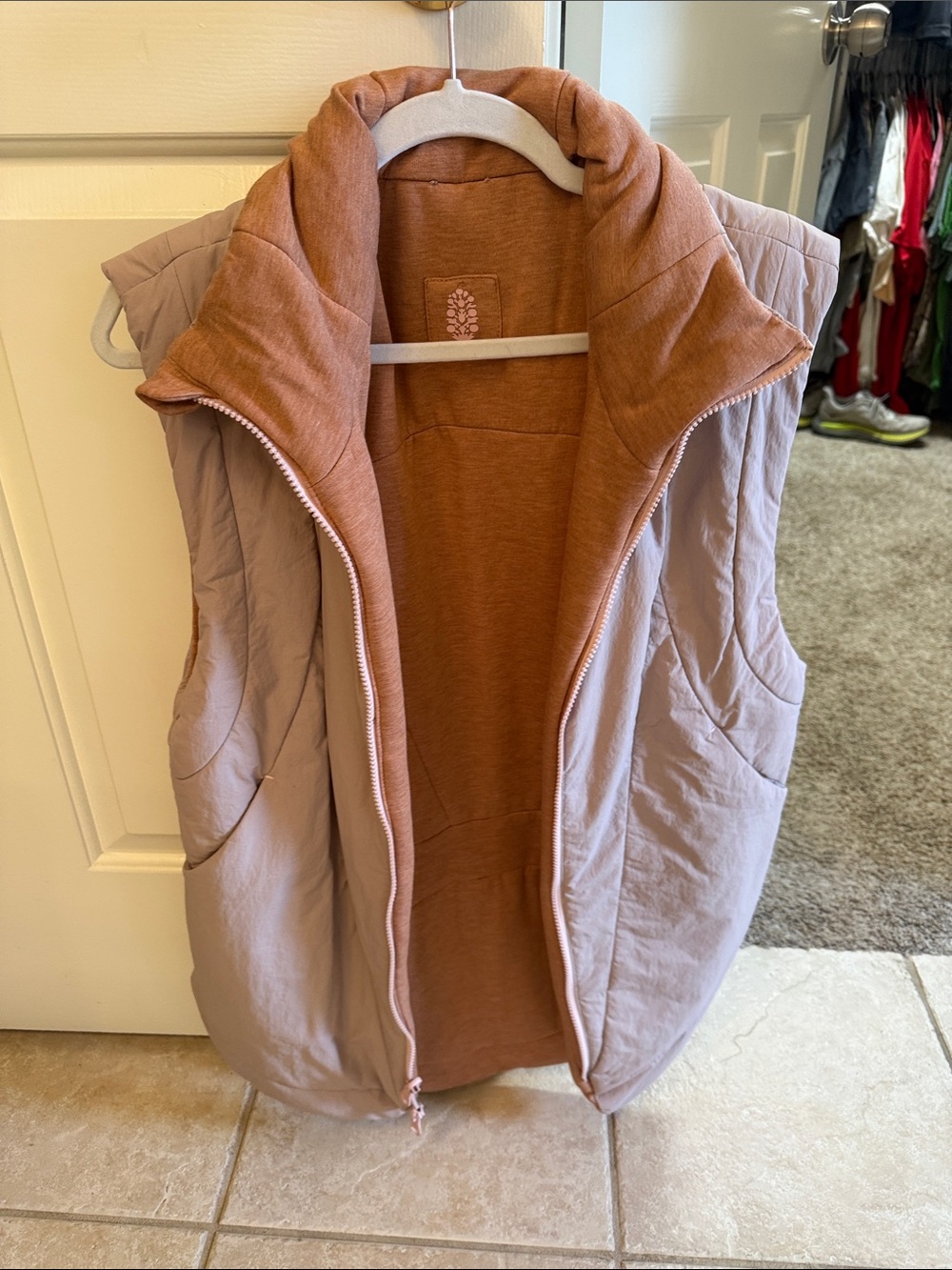 Women’s Quilted Vest- Dusty Rose reversible